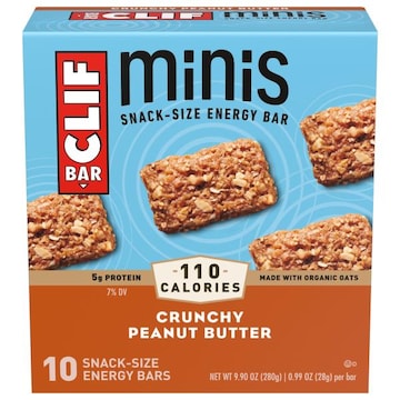 Clif Bar CLIF BAR Minis - Crunchy Peanut Butter - Made with Organic Oats - 5g Protein - Non-GMO - Plant Based - Snack-Size Energy Bars - 0.99 oz. (10 Pack)