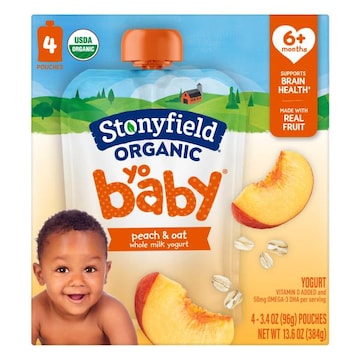 Stonyfield Organic Yo Baby Whole Milk Peach & Oat Yogurt