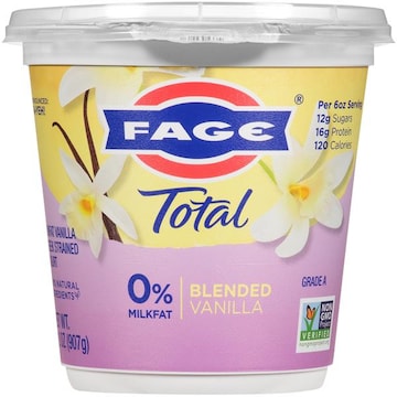 Fage Yogurt, Greek, Nonfat, Vanilla, Strained, Blended