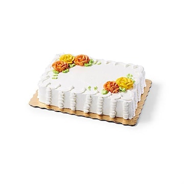 1/4 Sheet Vanilla Buttercream Floral Ruffle Cake