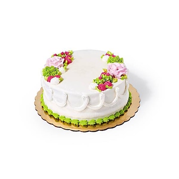 8in Vanilla Buttercream Roses & Succulents Cake