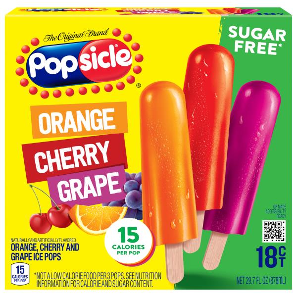 Popsicle Ice Pops, Sugar Free, Orange/Cherry/Grape | Publix Super Markets