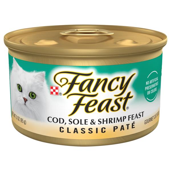 Fancy Feast Cat Food, Gourmet, Cod, Sole & Shrimp Feast, Classic