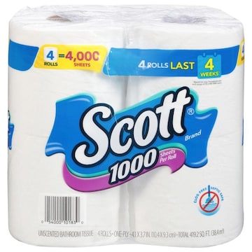 Scott Bathroom Tissue, Unscented, One-Ply