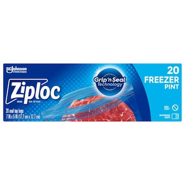 Ziploc ® Brand Freezer Bags with Grip 'n Seal Technology, Pint, 20 Count