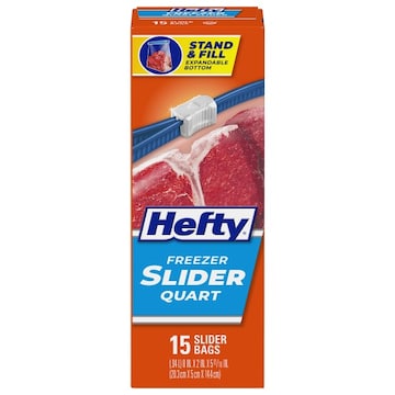 Hefty Slider Bags, Freezer, Quart