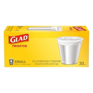 Glad Trash Bags, Twist-Tie, Small, 4 Gallon