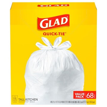 Glad Quick-tie 13 Gallon Value Pack Tall Kitchen Bags