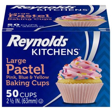 Reynolds Kitchens Pink/Blue/Yellow 2.5 Inch Pastel Large Baking Cups