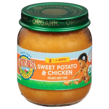 Earth's Best Organic Baby Food, Organic, Sweet Potato, Squash & Chicken, Stage 2, 6+ Months