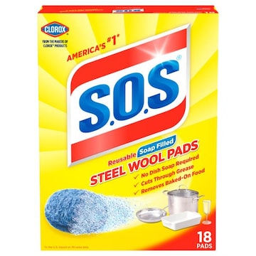 S.O.S Steel Wool Pads, Soap Filled, Reusable