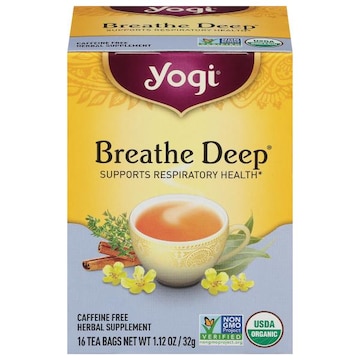 Yogi Herbal Supplement, Caffeine Free, Breathe Deep, Tea Bags