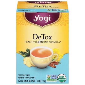 Yogi Herbal Supplement, Caffeine Free, Detox, Tea Bags