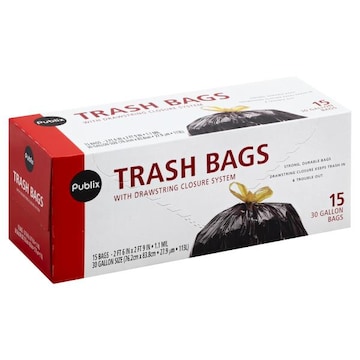 Publix 30 Gallon Large Trash Drawstring Bags