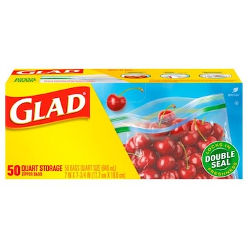 Glad Zipper Bags, Storage, Quart