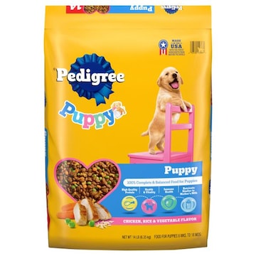 Pedigree Puppies 6 Wks. to 18 Mos. 100% Complete & Balanced Chicken, Rice & Vegetable Flavor Food for Puppies