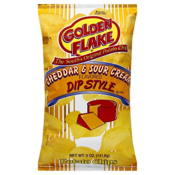 Golden Flake Potato Chips, Dip Style, Cheddar & Sour Cream Flavored