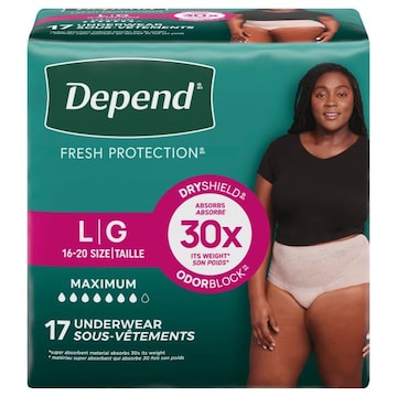 Depend Fresh Protection Maximum L Underwear