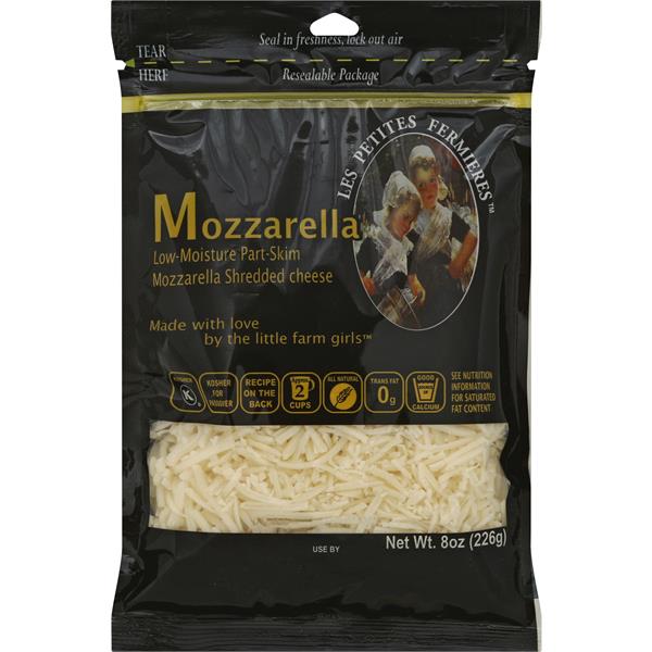 Les Petites Fermieres Cheese, Shredded, Low-Moisture, Mozzarella