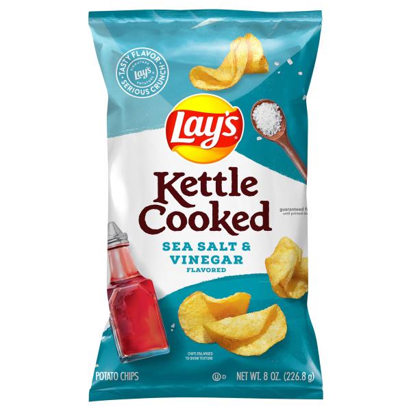 Lay's Potato Chips, Sea Salt & Vinegar Flavored, Kettle Cooked Publix