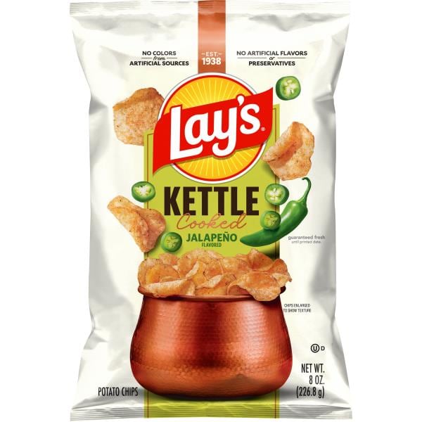 Lay's Lay's Kettle Cooked Potato Chips Jalapeno Flavored 8 Oz