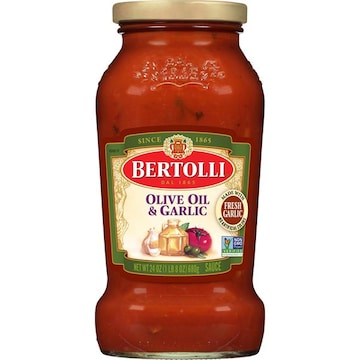 Bertolli Olive Oil and Garlic Sauce, Authentic Tuscan Style Pasta Sauce Made with Vine-Ripened Tomatoes, Savory Garlic and Olive Oil, 24 OZ