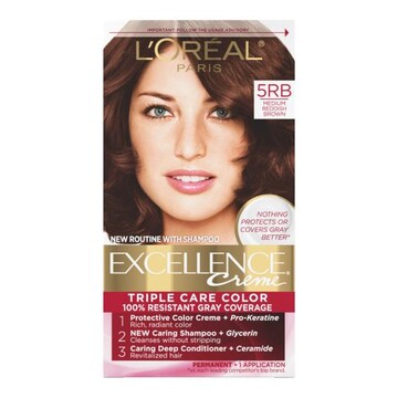 L'Oreal Paris Excellence Creme Permanent Triple Care Hair Color 5RB Medium Reddish Brown