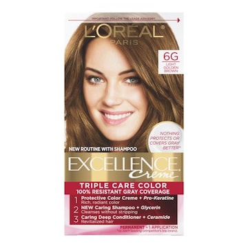 L'Oreal Paris Excellence Crème Permanent Triple Care Hair Color 6G Light Golden Brown