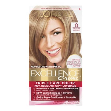 L'Oreal Paris Excellence Crème Permanent Triple Care Hair Color 8 Medium Blonde