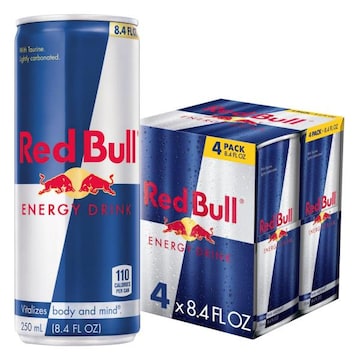 Red Bull Energy Drink 80mg Caffeine, 8.4 fl oz, Pack of 4 Cans