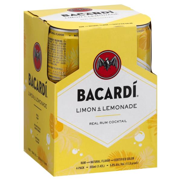 Bacardi Cocktail, Limon & Lemonade, 4 Pack | Publix Super Markets