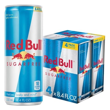 Red Bull Sugar Free Energy Drink 80mg Caffeine, 8.4 fl oz, Pack of 4 Cans