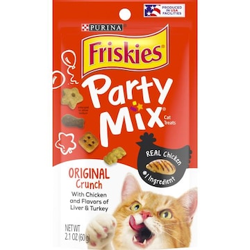 Friskies Party Mix Made in USA Facilities Cat Treats, Party Mix Original Crunch