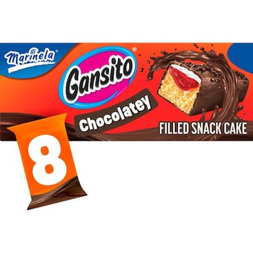 Marinela Gansito Chocolatey Strawberry, Chocolate and Crème Filled Snack Cake, 8 packs, 14.08 oz