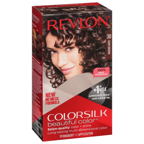 Revlon ColorSilk Beautiful Color Permanent Hair Color, Dark Brown 30 ...