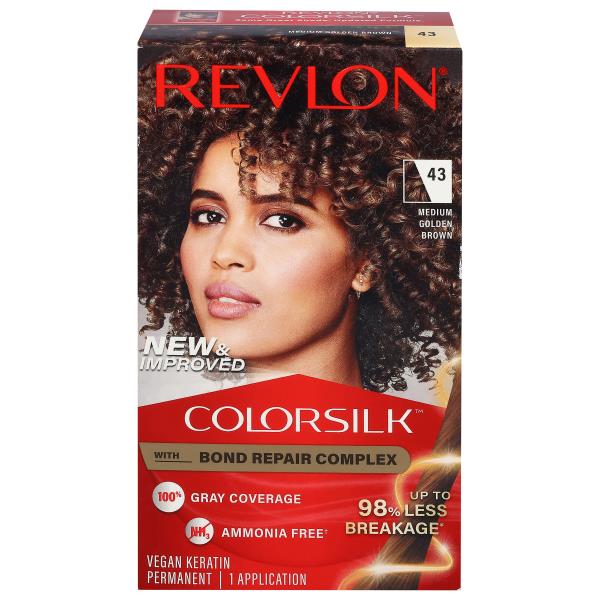 Revlon Colorsilk 43 Medium Golden Brown Vegan Keratin Permanent