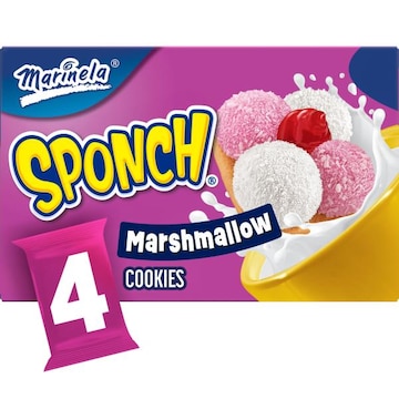 Marinela Sponch Marshmallow and Strawberry Coconut Cookies, 4 packs, 12.68 oz