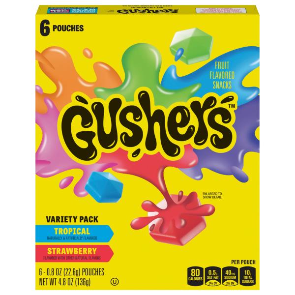 Gushers Fruit Flavored Snacks, Tropical/Strawberry, Variety Pack ...