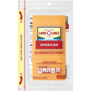 Land O Lakes Yellow Deli American Cheese, Packaged Sliced Cheese, 8oz, 10 Slices