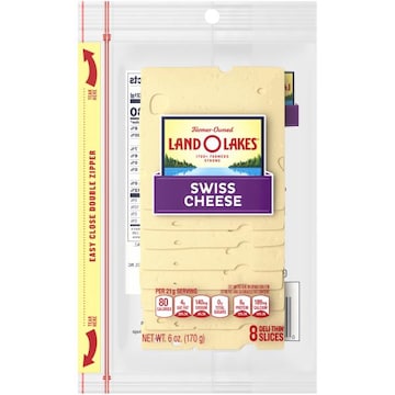 Land O Lakes Swiss Cheese, Packaged Sliced Cheese, 6 oz, 8 slices