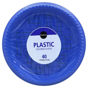 Publix Plastic Plates, Colored, 9 in