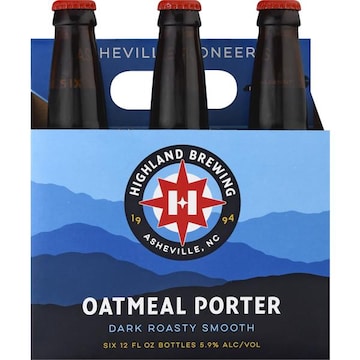 Highland Brewing Beer, Oatmeal Porter, Dark Roasty Smooth
