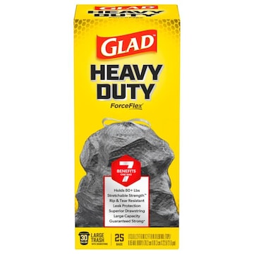 Glad ForceFlex Heavy Duty 30 Gallon Large Trash 2 Ft  6 Inch Bags