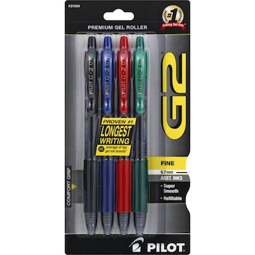 Pilot G2 Gel Pens, Assorted Ink, Fine, 0.7 mm