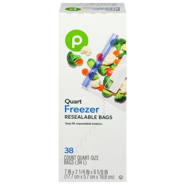 Publix Bags, EasyFill, Resealable, Freezer, Quart Size Publix Super