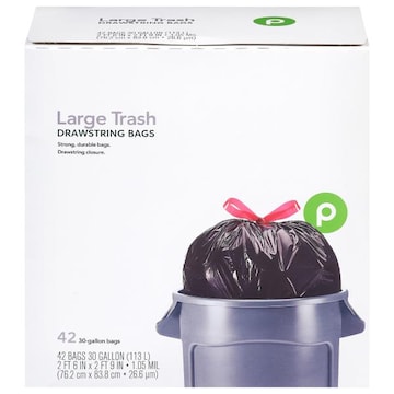 Publix 30 Gallon Large Trash Drawstring Bags
