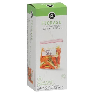 Publix Bags, Easy-Fill, Resealable, Storage, Quart Size