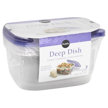 Publix Food Storage Containers, Deep Dish, 64 oz