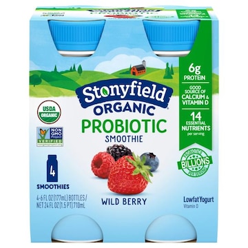 Stonyfield Organic Probiotic Lowfat Yogurt Wild Berry Smoothie