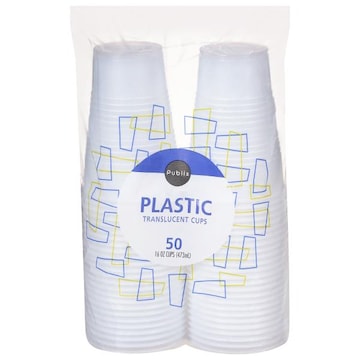 Publix Plastic Cups, Translucent, 16 oz